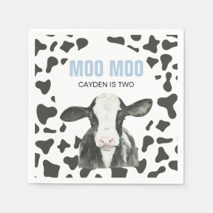 MOO MOO Ik ben TWEE Koeienprint verjaardag Servet