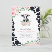 Moo Moo Ik ben Twee Roze Bloemen Koe Meisje 2e Ver Kaart (Staand voorkant)