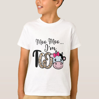 Moo Moo Ik ben Twee Schattigee Koe 2e Verjaardag 2 T-shirt