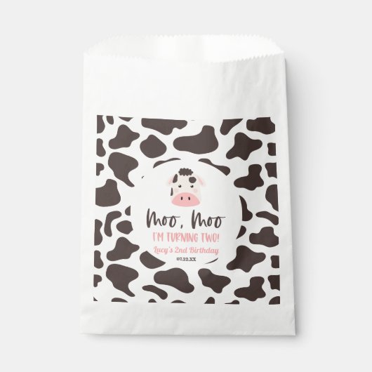 Moo Moo Ik draai twee Koe 2e verjaardagsfeestje Bedankzakje (Voorkant)