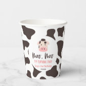 Moo Moo Ik draai twee Koe 2e verjaardagsfeestje Papieren Bekers (Achterkant)