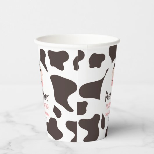 Moo Moo Ik draai twee Koe 2e verjaardagsfeestje Papieren Bekers (Rechts)