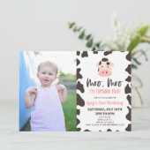 Moo Moo Ik word twee! Koe 2e verjaardagsfeestje Kaart (Staand voorkant)