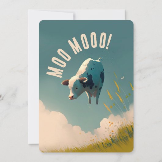 Moo Moo Ik zet twee Cute 2nd Birthday om Kaart (Achterkant)