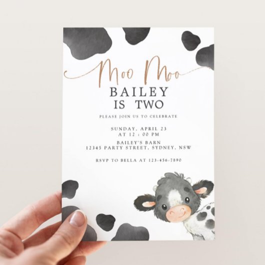 Moo Moo I'm Two Cow 2nd Birthday Kaart