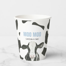 MOO MOO I'm Two Cow Print 2nd birthday Paper Cups Papieren Bekers