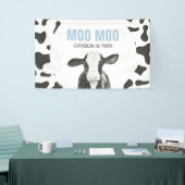 MOO MOO I'm two Cow Print Birthday Banner (Beurs)