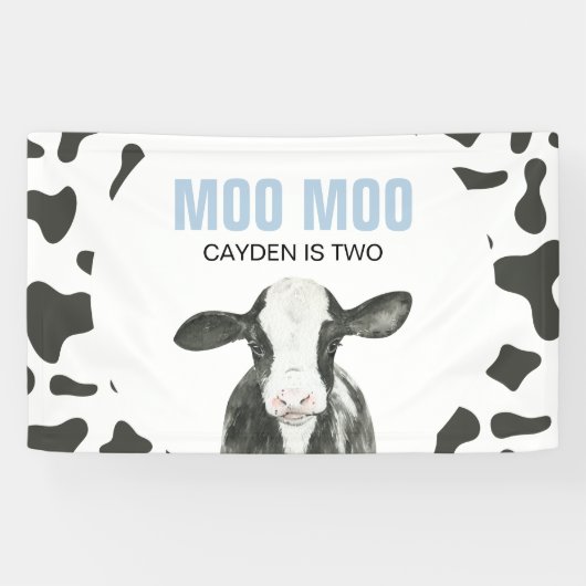 MOO MOO I'm two Cow Print Birthday Banner (Horizontaal)