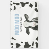 MOO MOO I'm two Cow Print Birthday Banner (Verticaal)