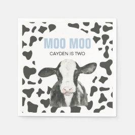 MOO MOO I'm TWO Cow Print birthday Servet
