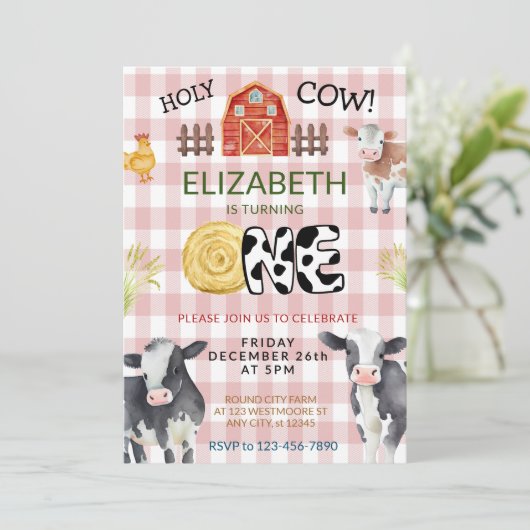 Moo Moo Im Two Koe 1e verjaardag Kaart (Staand voorkant)