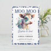 Moo Moo Koe Print Boerderij Girl 2e Verjaardag Kaart (Staand voorkant)