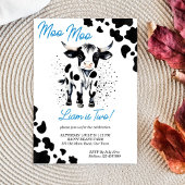 Moo moo koe zwarte en blauwe koe verjaardag kaart