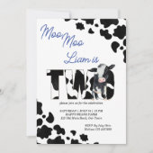 Moo moo koe zwarte en blauwe koe verjaardag kaart (Voorkant)