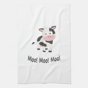 Moo Moo Moo Cute Cartoon Cow Theedoek