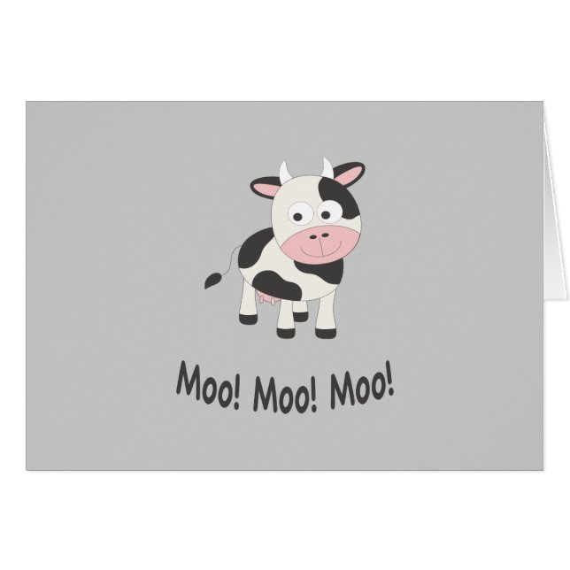Moo Moo Moo Cute Cartoon Koe (Voorkant Horizontaal)