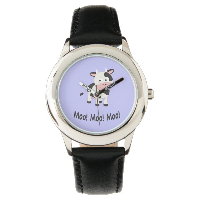 Moo Moo Moo Cute Cartoon Koe Horloge (Voorkant)