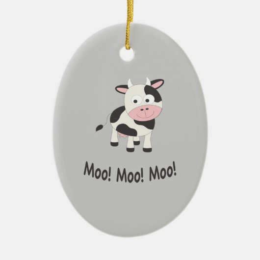 Moo Moo Moo Cute Cartoon Koe Keramisch Ornament (Voorkant)