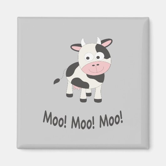 Moo Moo Moo Cute Cartoon Koe Magneet (Voorkant)