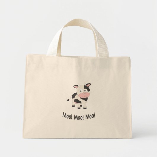 Moo Moo Moo Cute Cartoon Koe Mini Tote Bag (Voorkant)