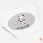 Moo Moo Moo Cute Cartoon Koe Ovale Sticker (Envelop)