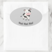 Moo Moo Moo Cute Cartoon Koe Ovale Sticker (Tas)