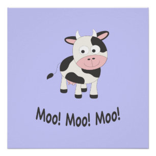Moo Moo Moo Cute Cartoon Koe Perfect Poster