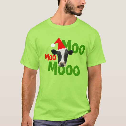 Moo Moo Moo Kerst Santa Koe T-shirt (Voorkant)