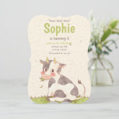 Moo Moo Moo Moo Koe Meisje Verjaardag Uitnodigen,  Kaart (Staand voorkant)