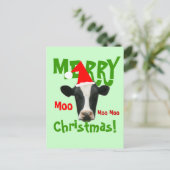 Moo Moo Moo Vrolijk Kerstfeest Koe Briefkaart (Staand voorkant)