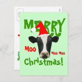 Moo Moo Moo Vrolijk Kerstfeest Koe Briefkaart (Voorkant / Achterkant)