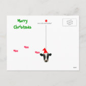 Moo Moo Moo Vrolijk Kerstfeest Koe Briefkaart (Achterkant)