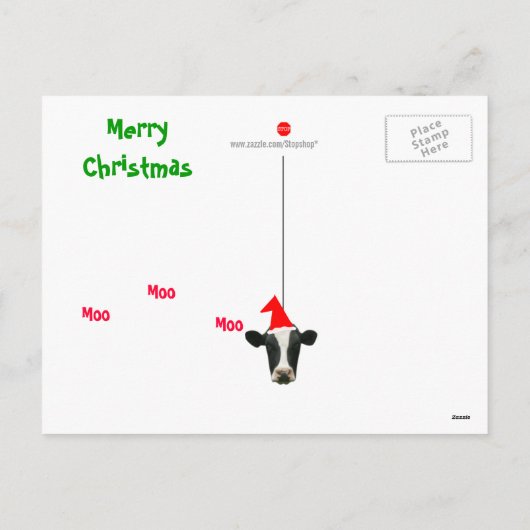 Moo Moo Moo Vrolijk Kerstfeest Koe Briefkaart (Achterkant)