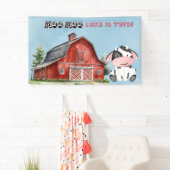 Moo Moo Naam is Twee Jongen Verjaardagsfeest Spandoek (Insitu)