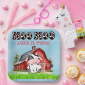 Moo Moo naam is twee kinderen verjaardagsfeest Papieren Bordje (Feest)