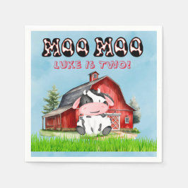 Moo Moo naam is twee kinderen verjaardagsfeest Servet