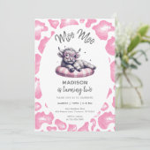 Moo Moo Roze Schattigee Koe Meisje 2e verjaardag Kaart (Staand voorkant)