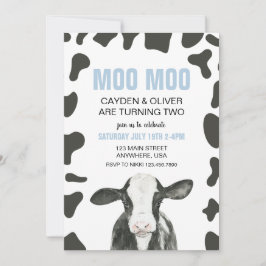 Moo Moo we worden TWEE Flanellen Verjaardag Kaart