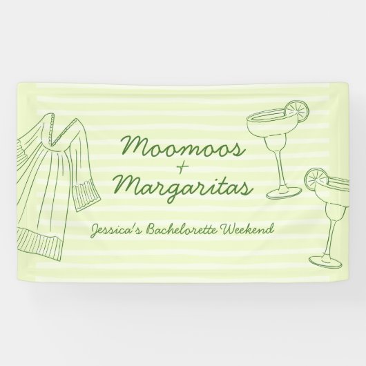 Moo Moos & Margaritas Groen Uitstapje Voor Vrijgez Spandoek (Horizontaal)