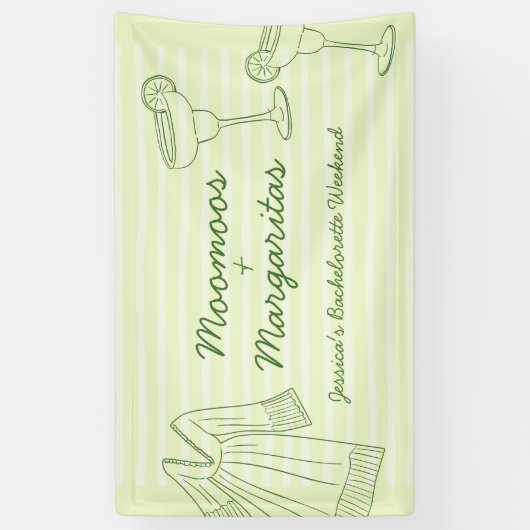 Moo Moos & Margaritas Groen Vrijgezellenfeest Verw Spandoek (Verticaal)