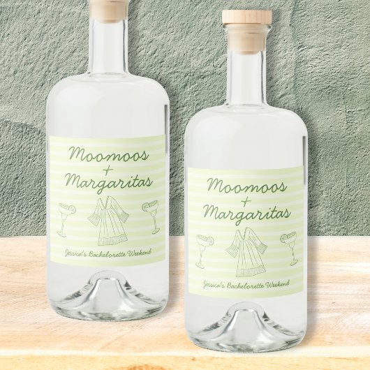 Moo Moos & Margaritas Handgeschreven Bachelorette Likeurfles Etiket