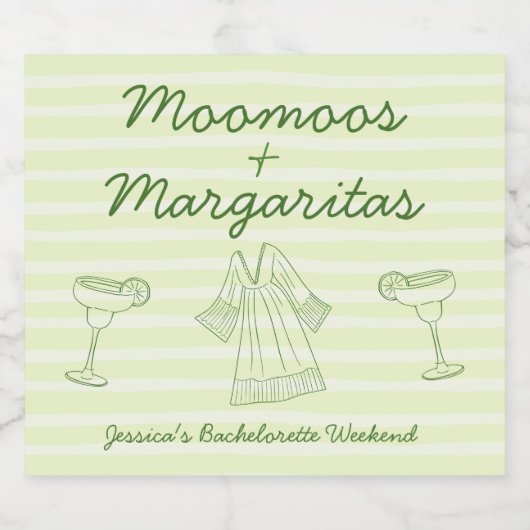 Moo Moos & Margaritas Handgeschreven Bachelorette Likeurfles Etiket (Enkel label)