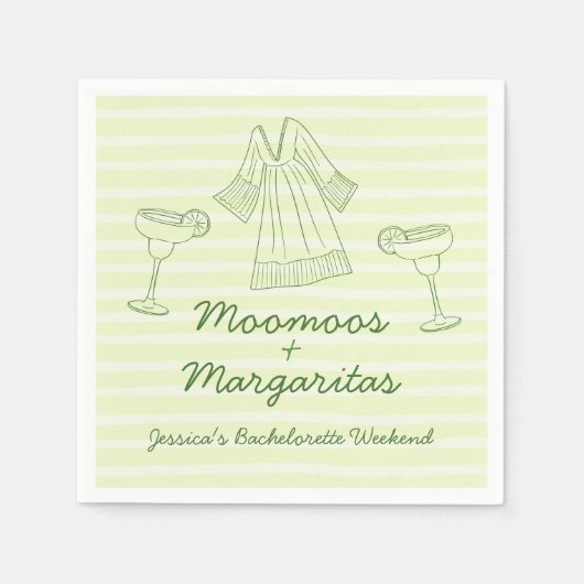 Moo Moos & Margaritas Handgeschreven vrijgezellenf Servet (Voorkant)