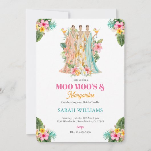 Moo Moos & Margaritas Vrijgezellenfeest Kaart (Voorkant)