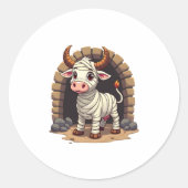 Moo-mummy keert terug ronde sticker (Voorkant)