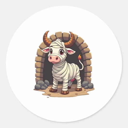 Moo-mummy keert terug ronde sticker (Voorkant)