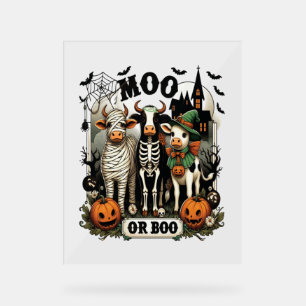 Moo of Boo Halloween Koe Acryl Bord