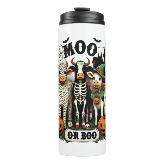 Moo of Boo Halloween Koe Thermosbeker (Voorkant)