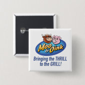Moo & Oink "Gril Thrill" Knop Vierkante Button 5,1 Cm (Voorkant /achterkant)