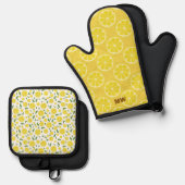 Moo ontwerp met citroen ovenwant & pannenlap set (Voorkant / Achterkant)